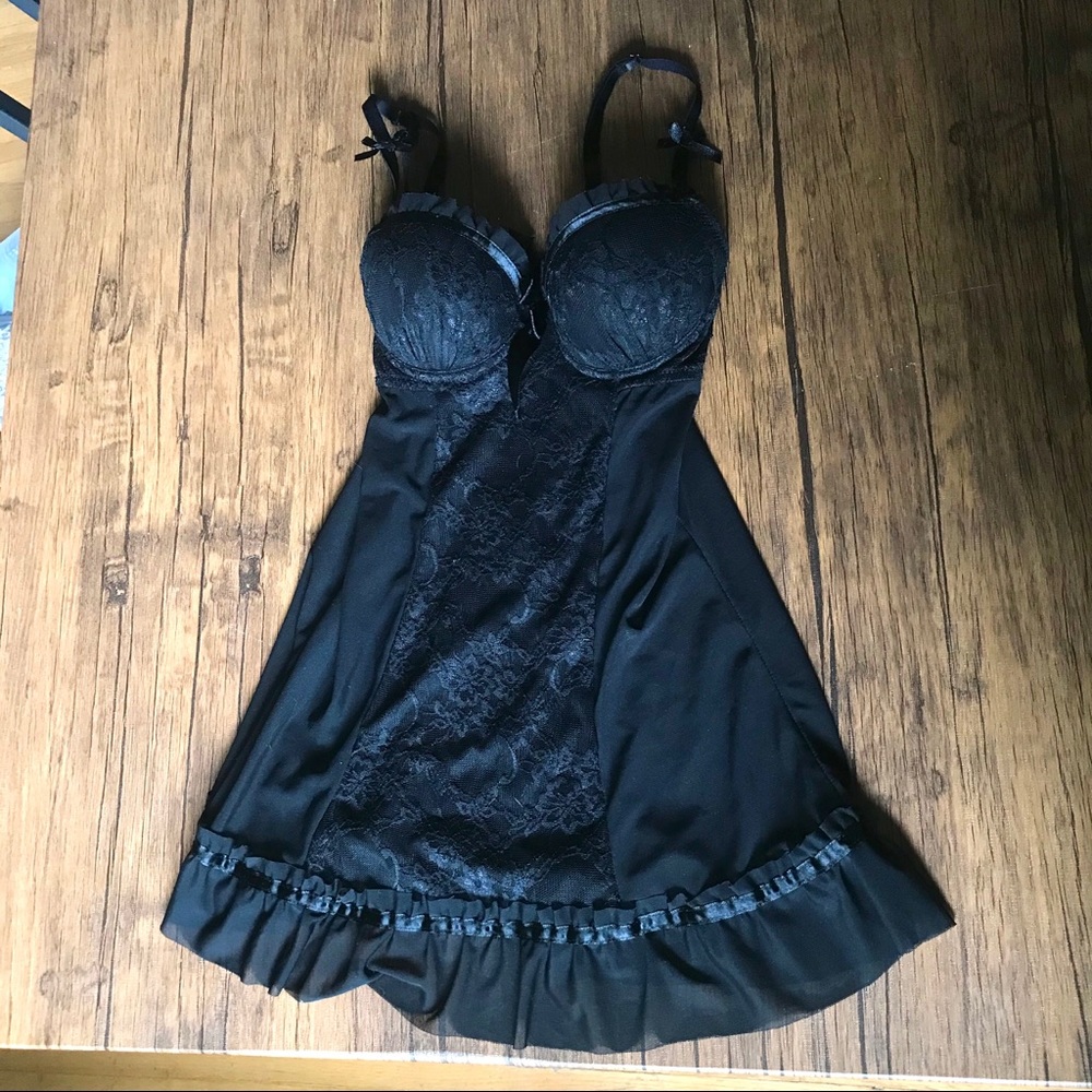 Black Lace and Sheer Lingerie Top